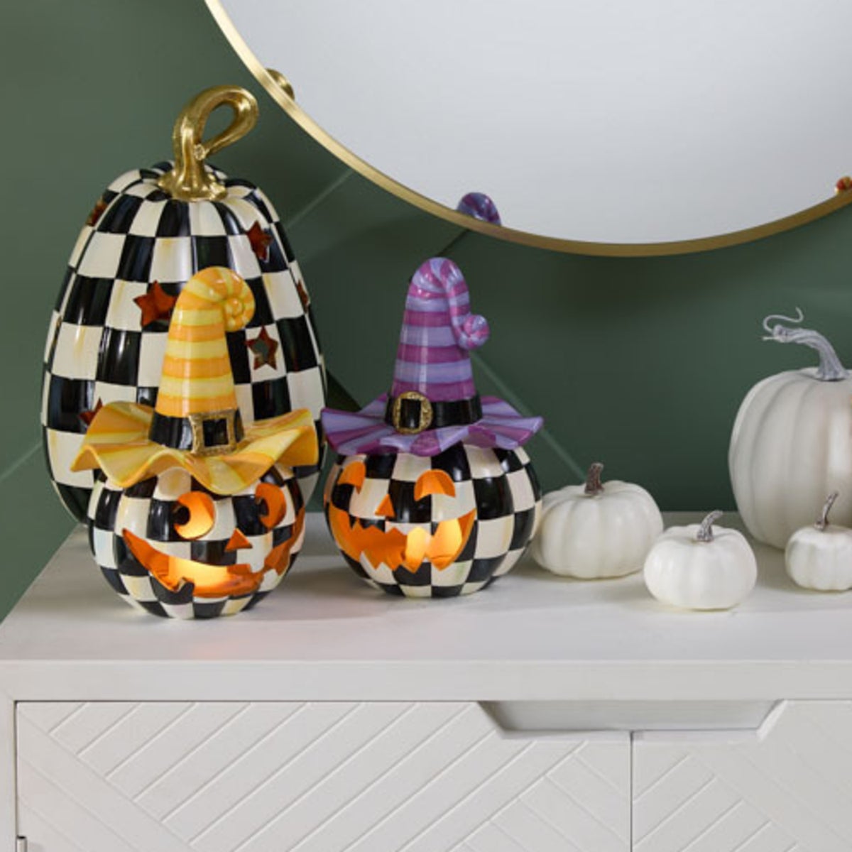 Illuminated Happy Jack Pumpkin with Purple Hat - Image 8