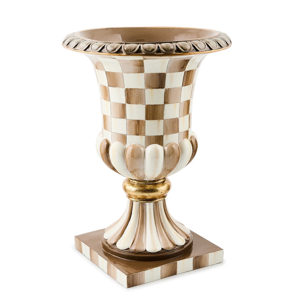 Mocha Check Tabletop Pedestal Urn - Image 2