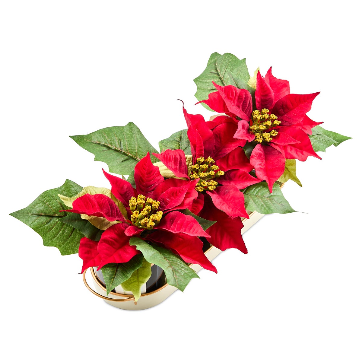 Courtly Stripe Poinsettia Triple Potted Blooms - Image 4