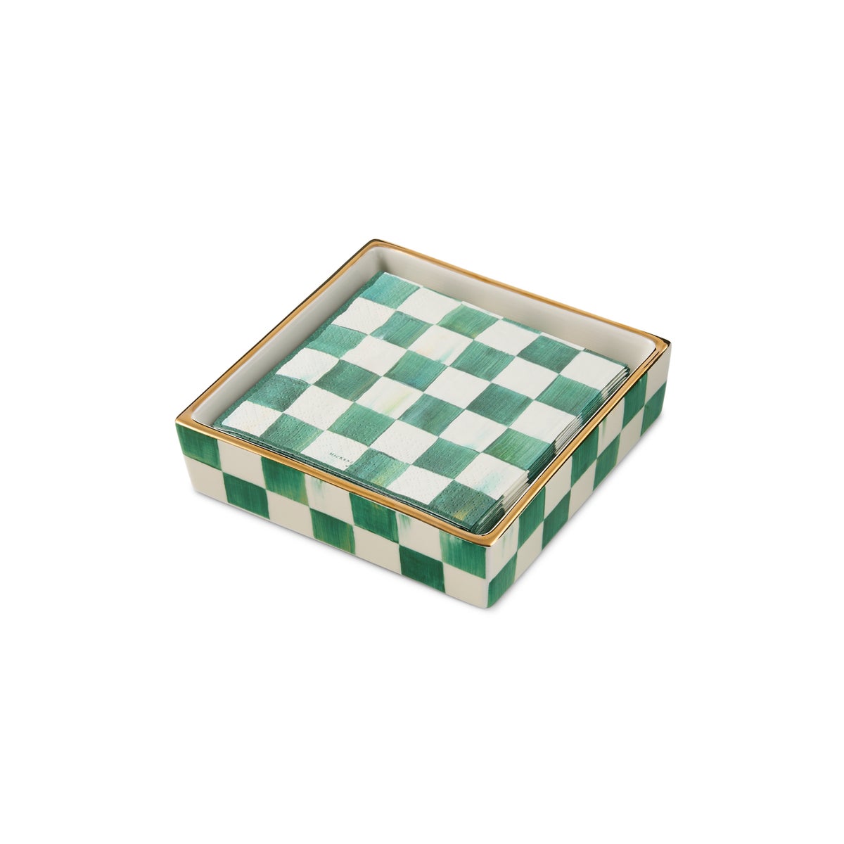 Emerald Check Cocktail Napkin Holder - Image 3