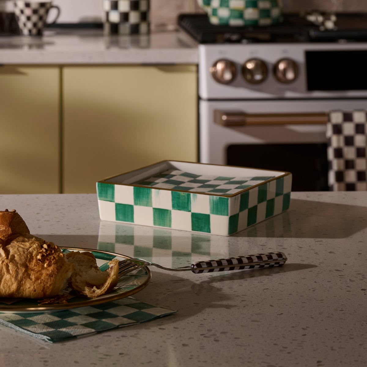 Emerald Check Cocktail Napkin Holder - Image 4