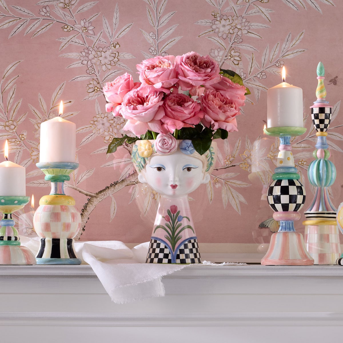 Rosy Meadow Tall Lady Vase - Image 4