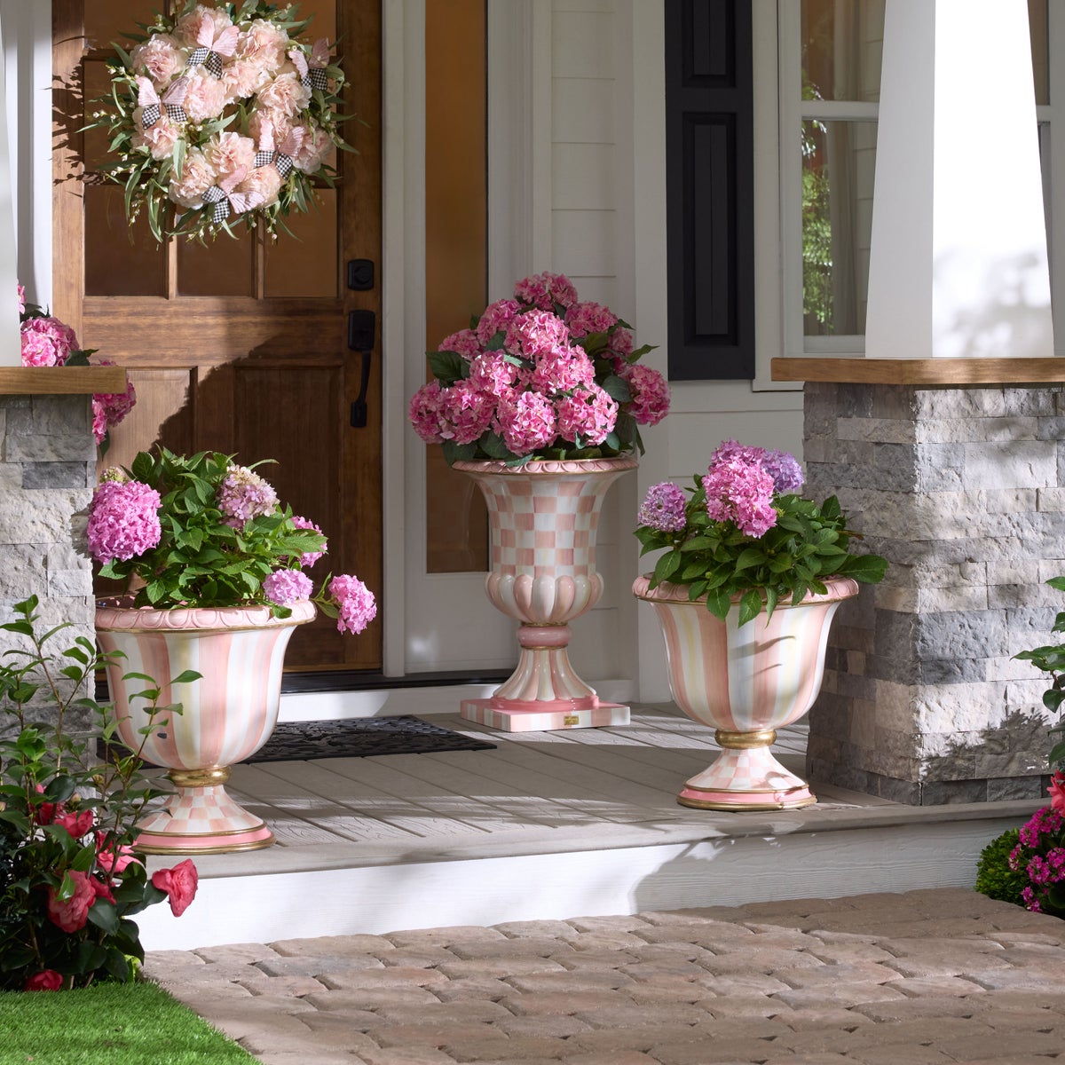 Rosy Check Pedestal Urn - Image 2