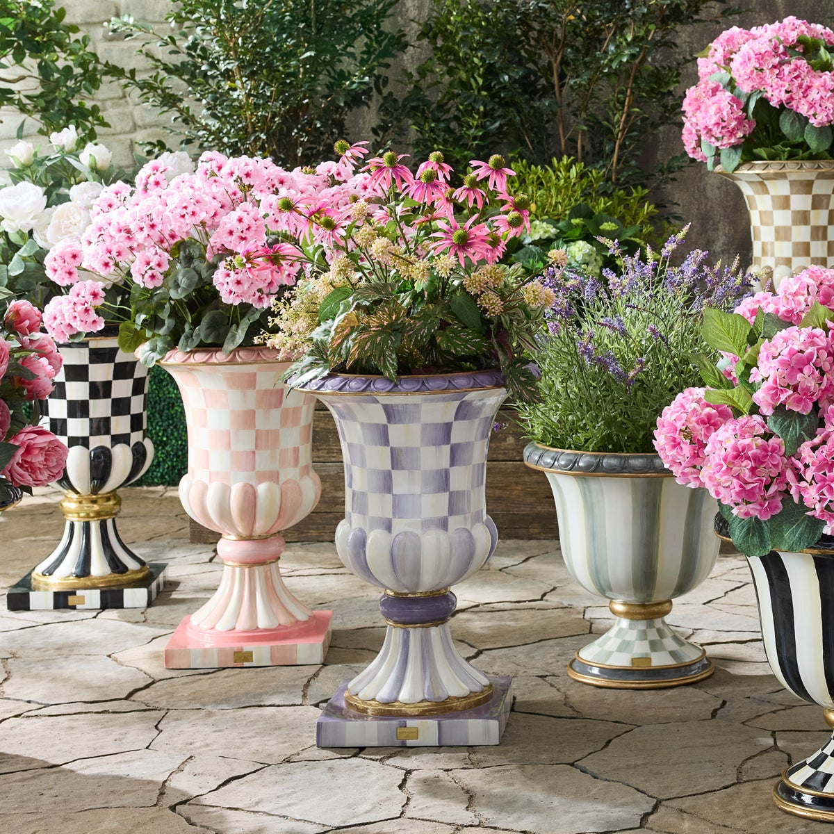 Violet Check Pedestal Urn - Image 7