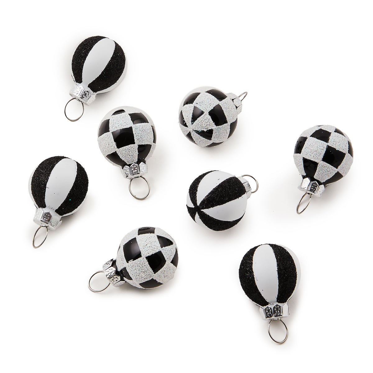 Courtly Check Mini Glass Ball Ornaments, Set of 8