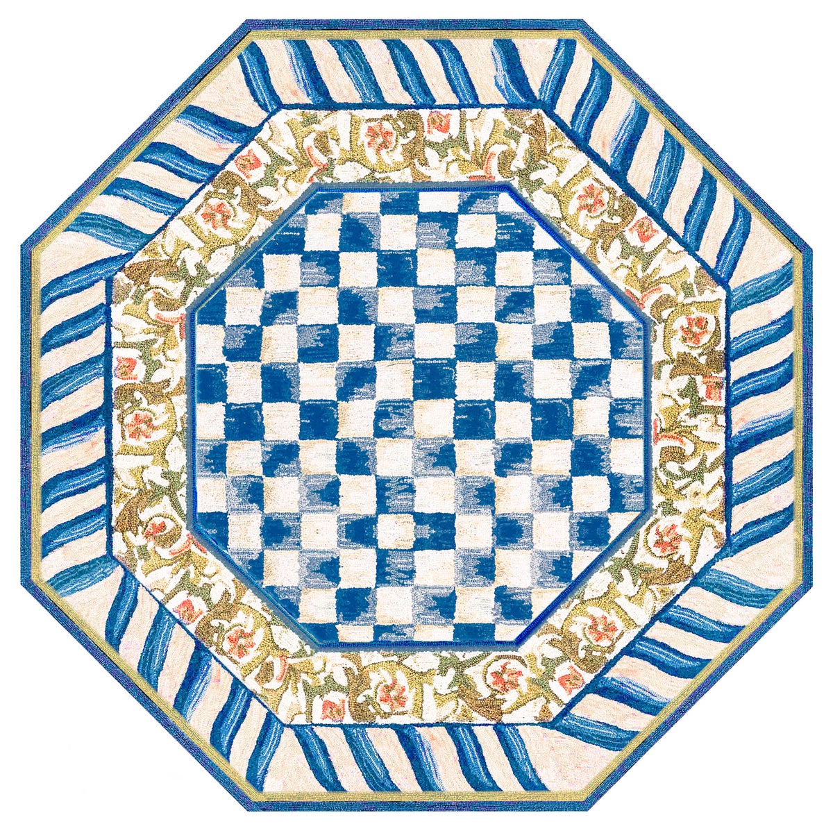 Truly Royal Check 6' Octagon Washable Rug