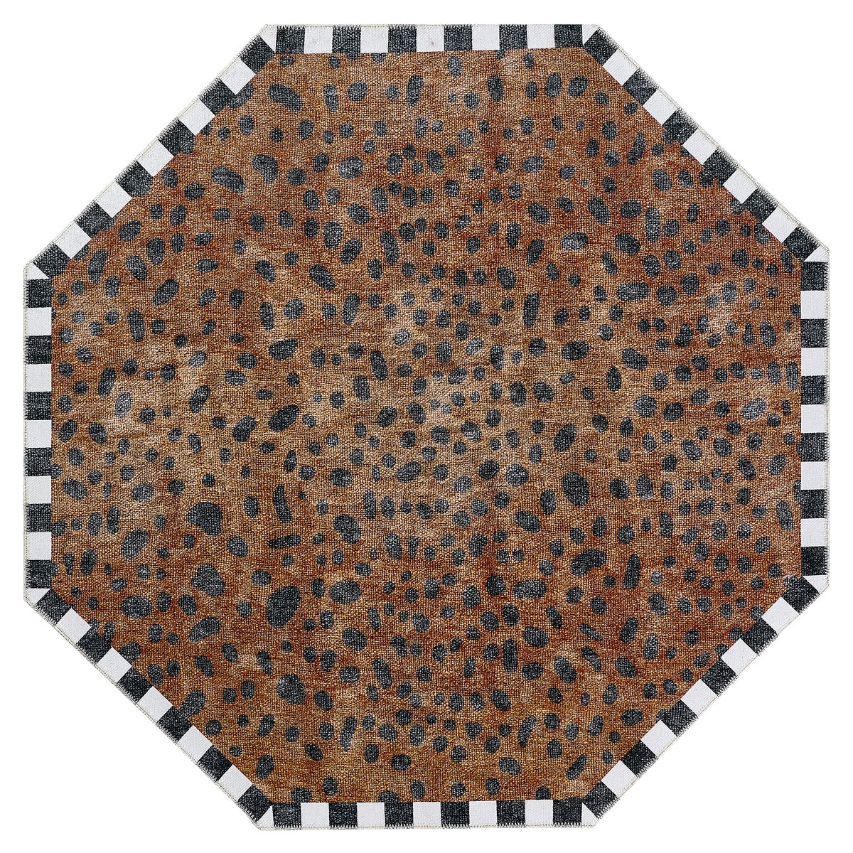 Cheetah 6' Octagon Washable Rug