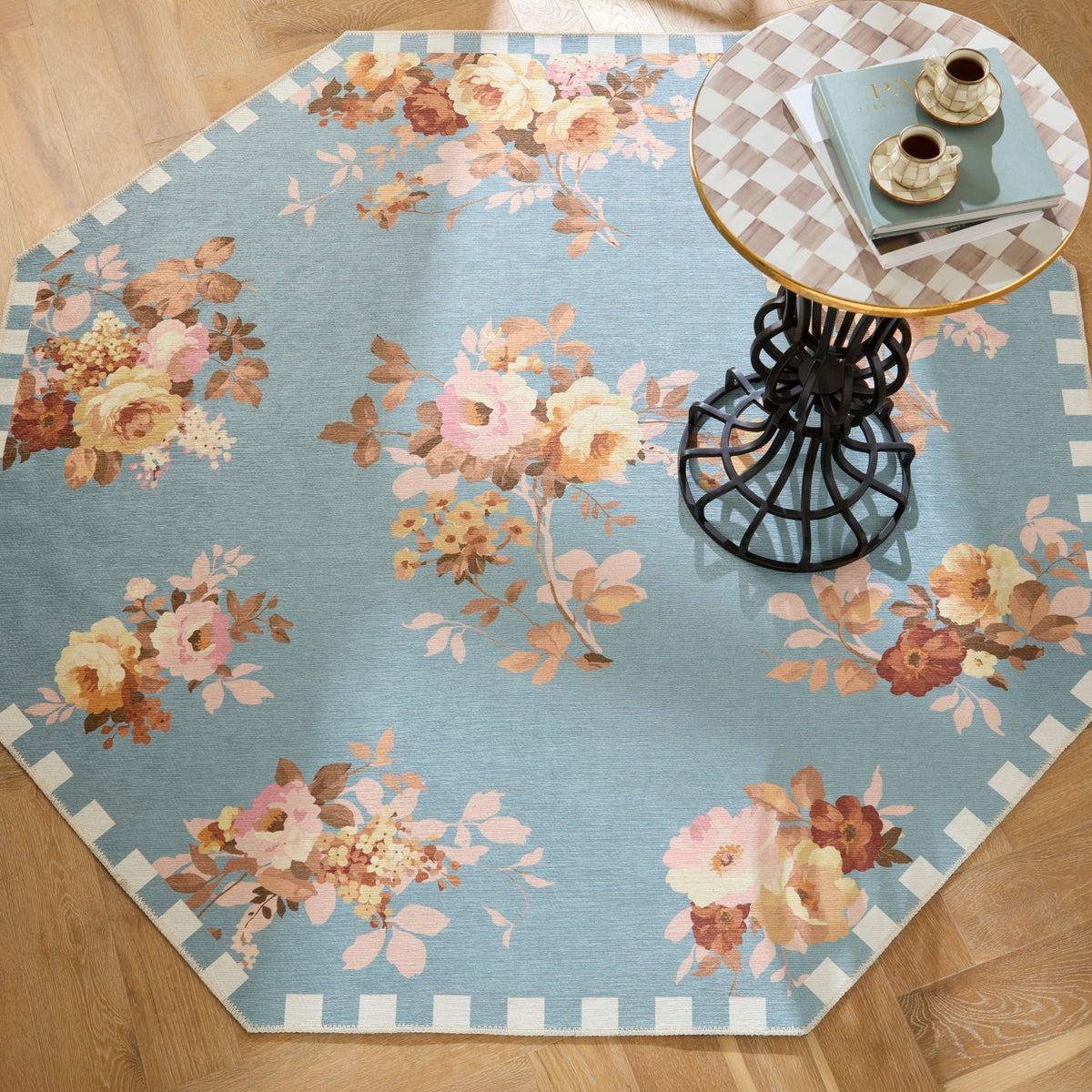 Slate Wild Rose 6' Octagon Washable Rug - Image 2