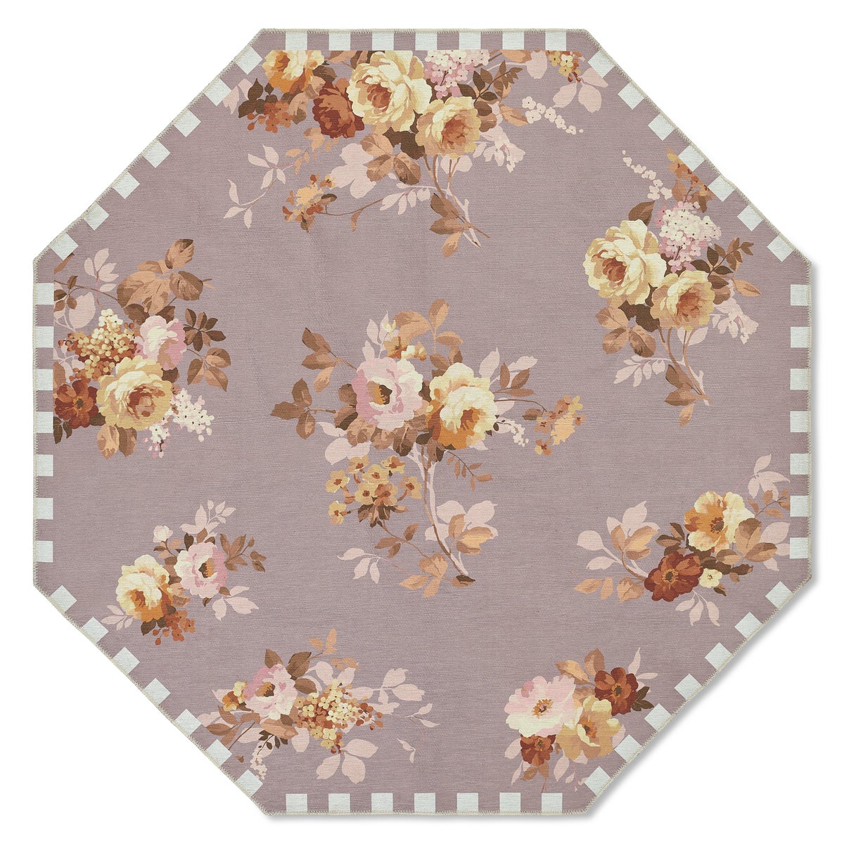 Taupe Wild Rose 6' Octagon Washable Rug