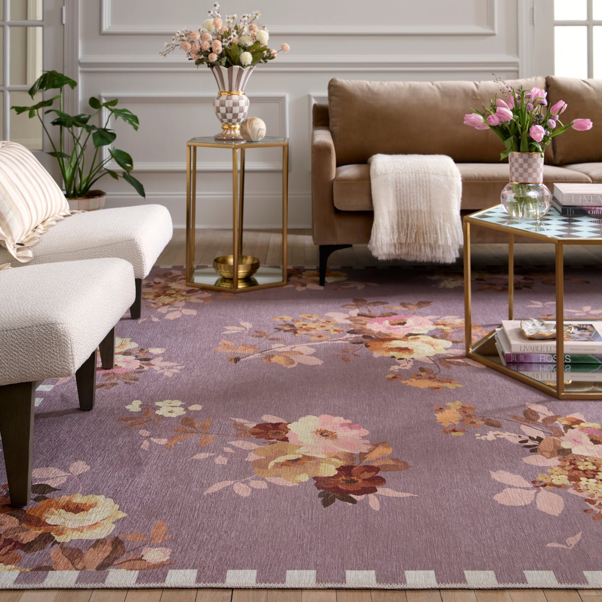 Taupe Wild Rose 8' x 10' Washable Rug - Image 4