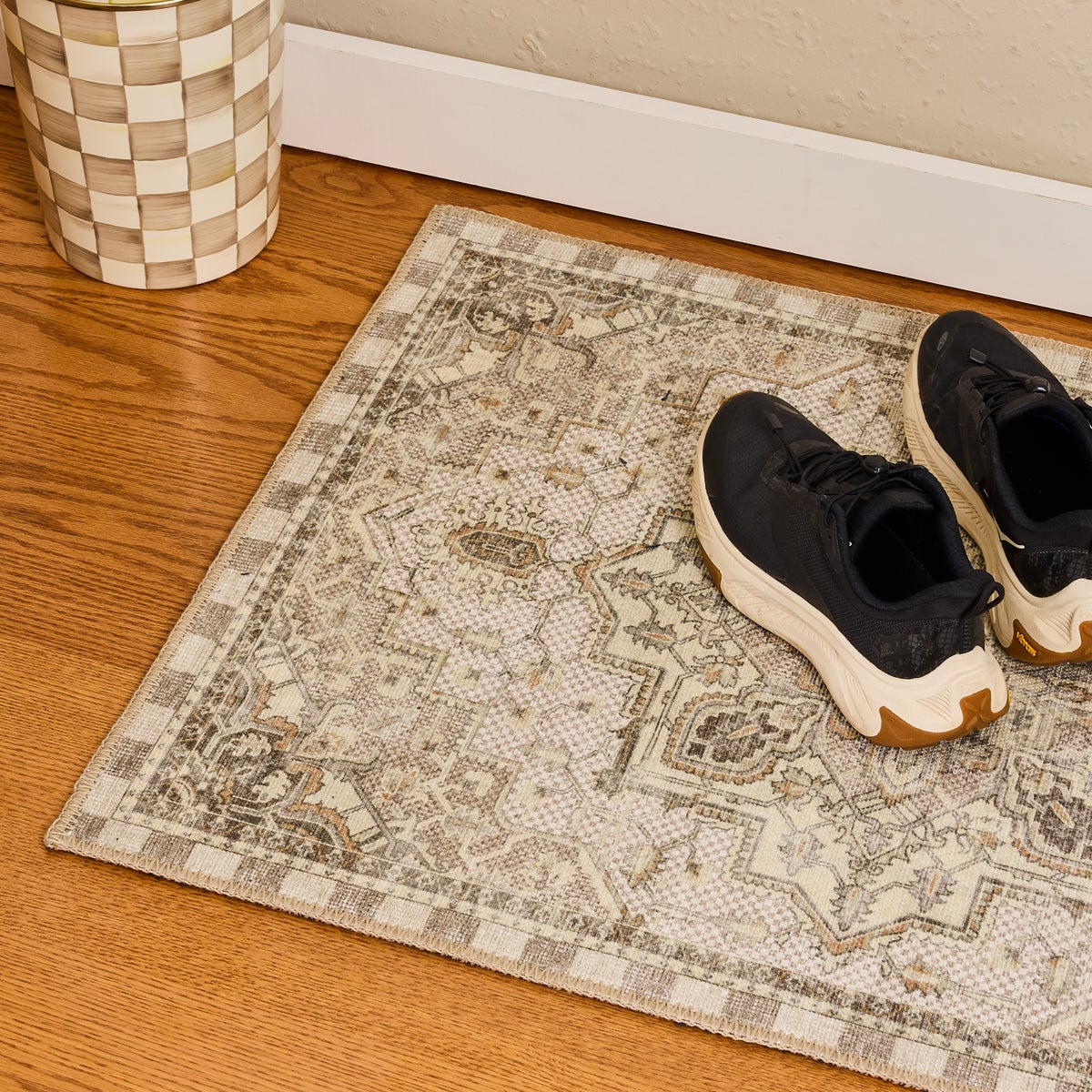 Heriz Checked Mocha 6' Octagon Washable Rug - Image 2