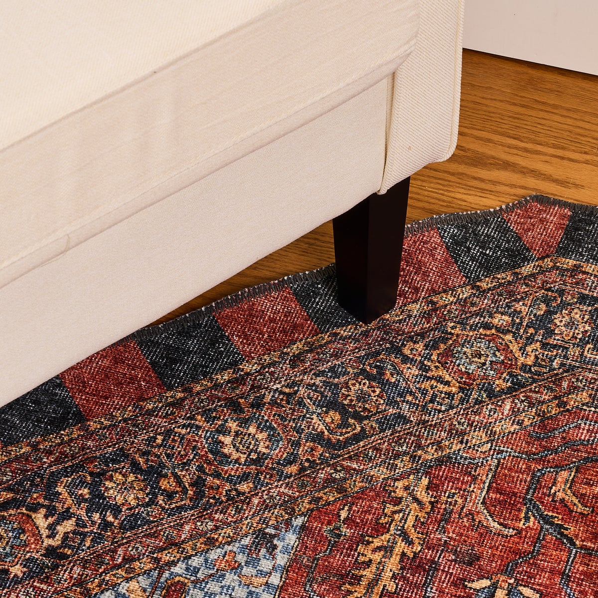 Heriz Checked Red 6' Octagon Washable Rug - Image 2