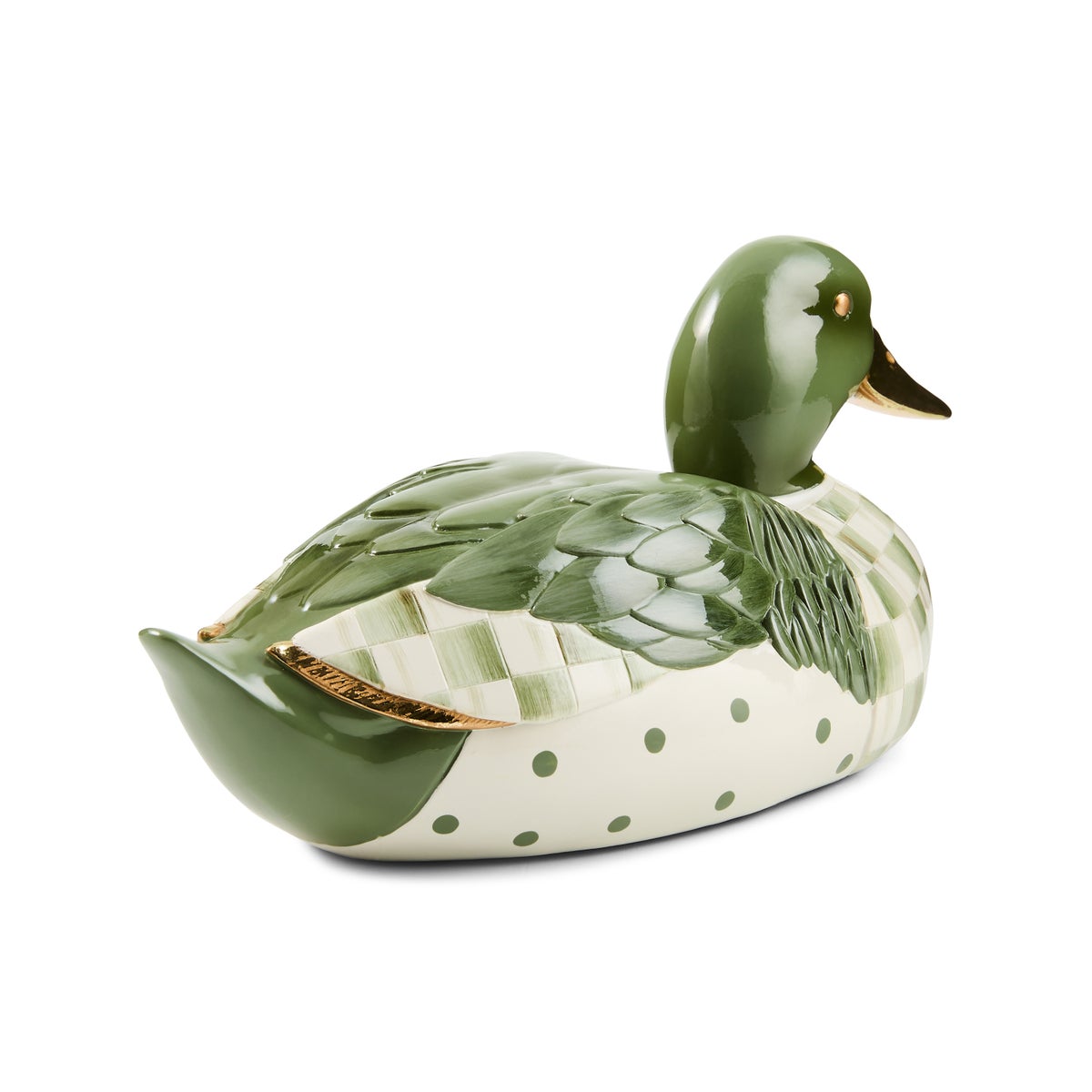 Sage Check Mallard Duck Figurine - Image 4