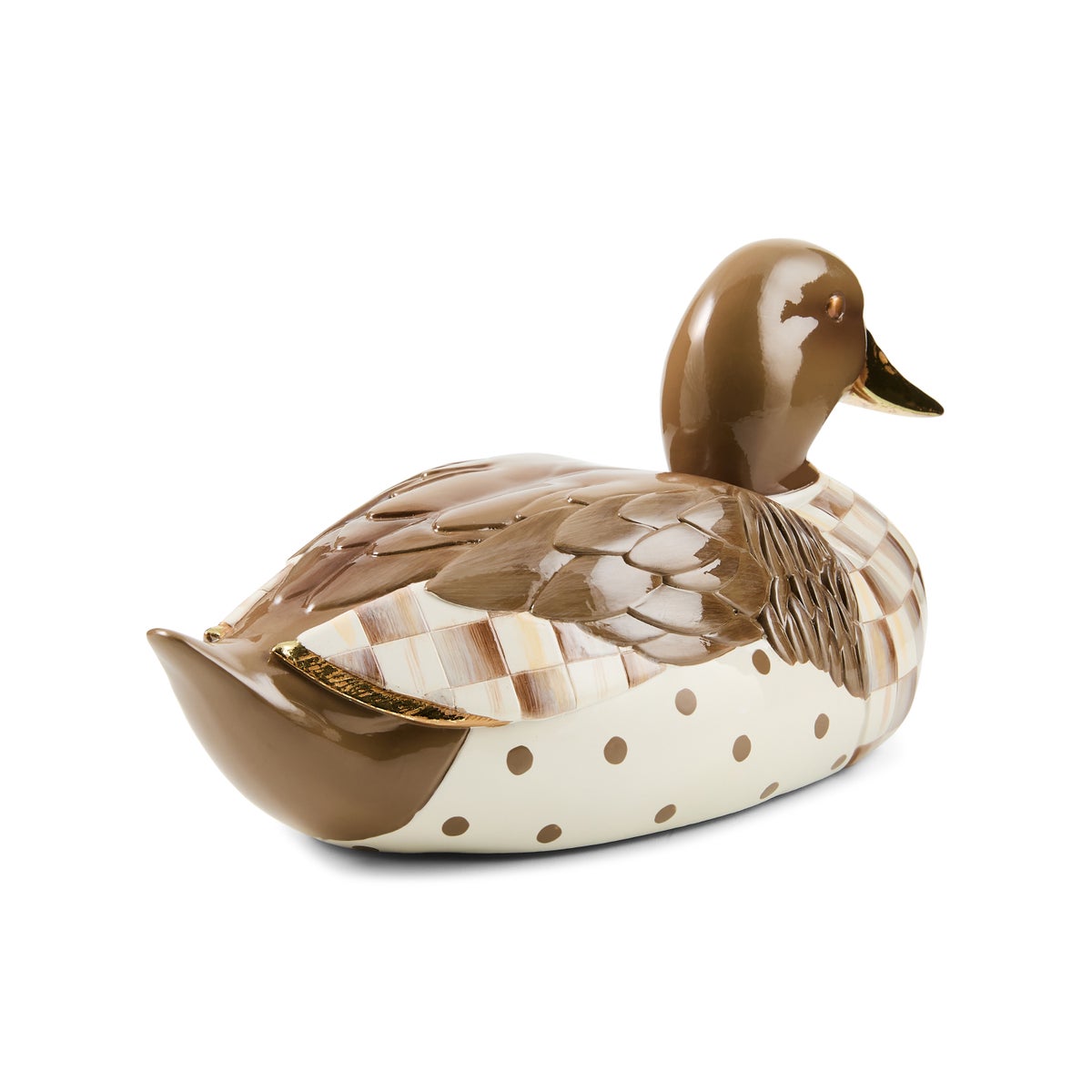 Mocha Check Mallard Duck Figurine - Image 4