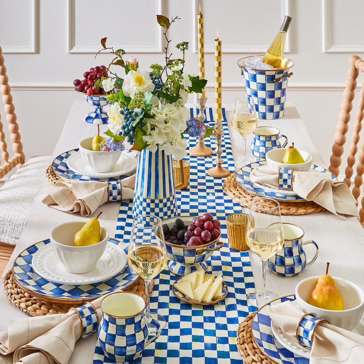 Check Gold & Ivory Dinner Candles, Set of 2 - Image 4