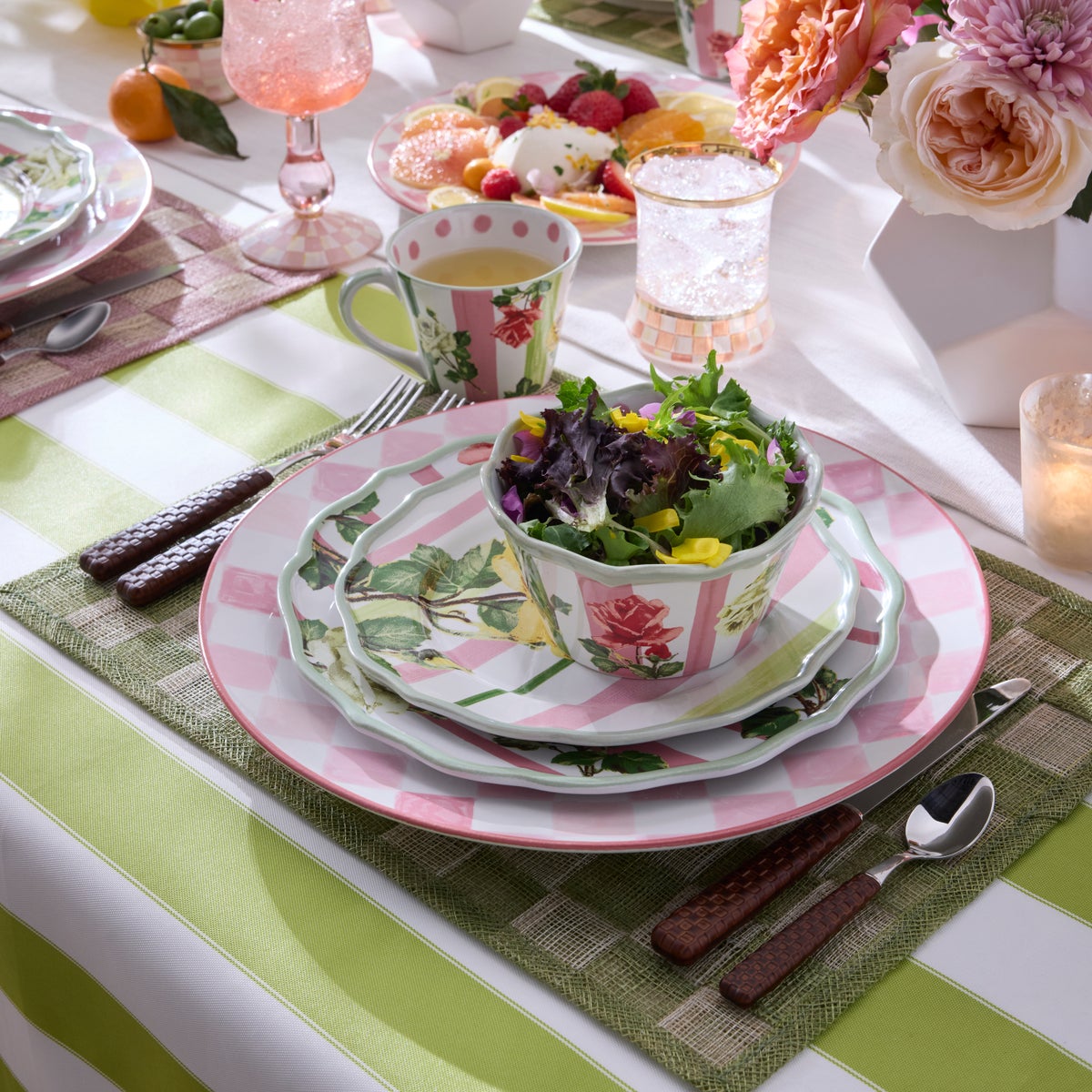 Pink Check Round Platter - Image 4