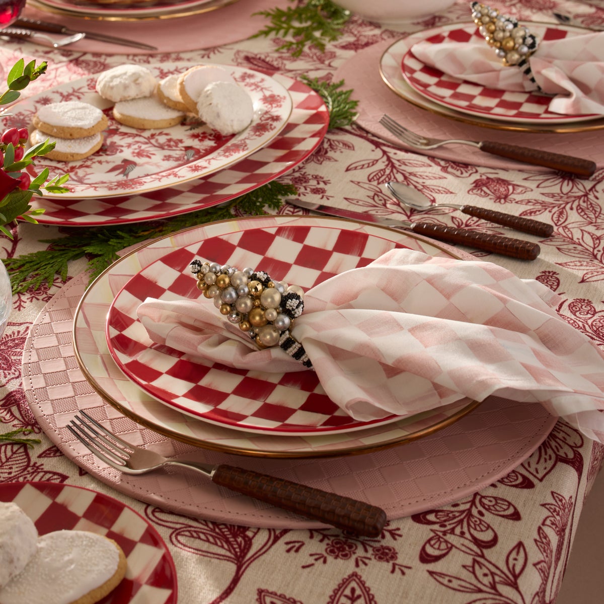 Cherry Check Dinner Plates, Set of 4 - Image 7