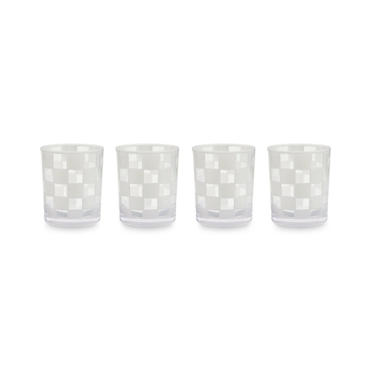 White Check Acrylic Tumblers, Set of 4
