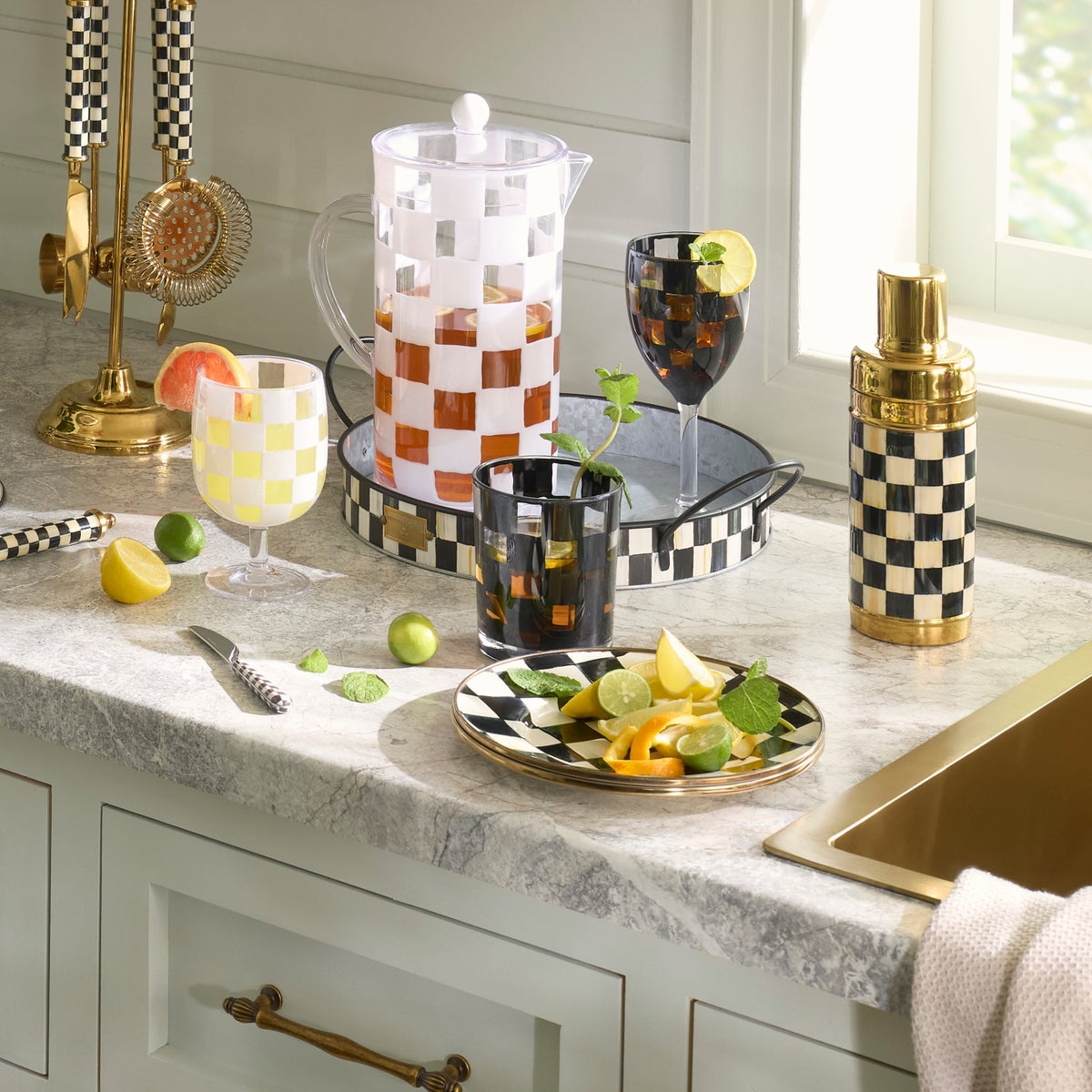 Black Check Acrylic Tumblers, Set of 4 - Image 3