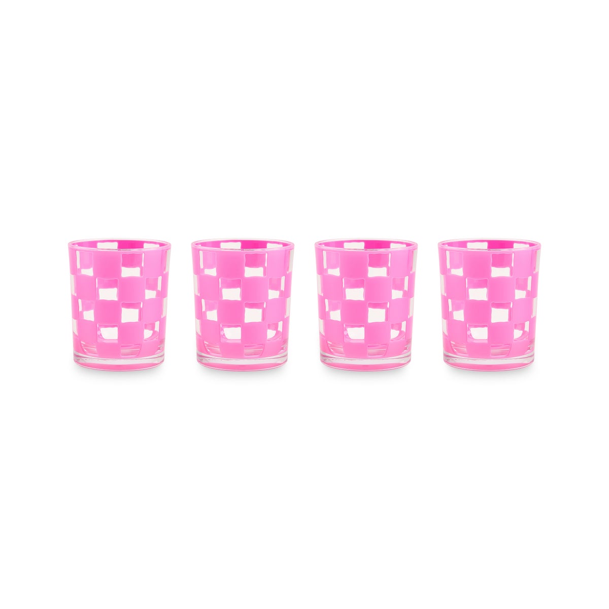 Pink Check Acrylic Tumblers, Set of 4