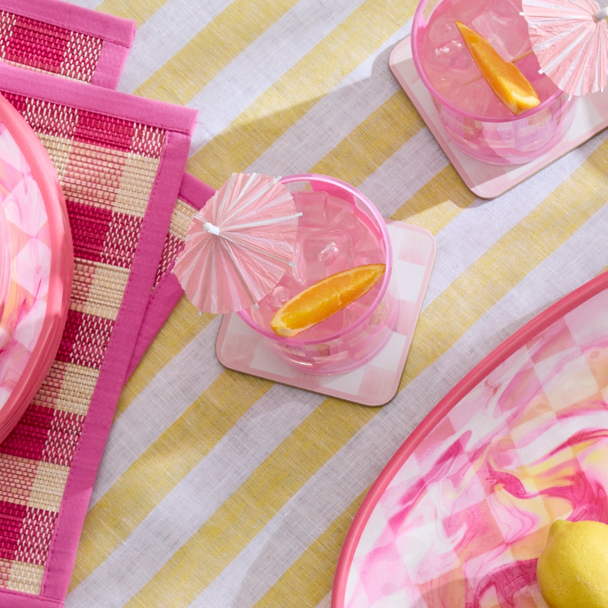 Pink Check Acrylic Tumblers, Set of 4 - Image 2
