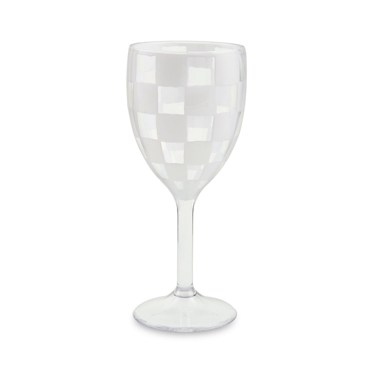 White Check Acrylic Wine Goblets, Set of 4