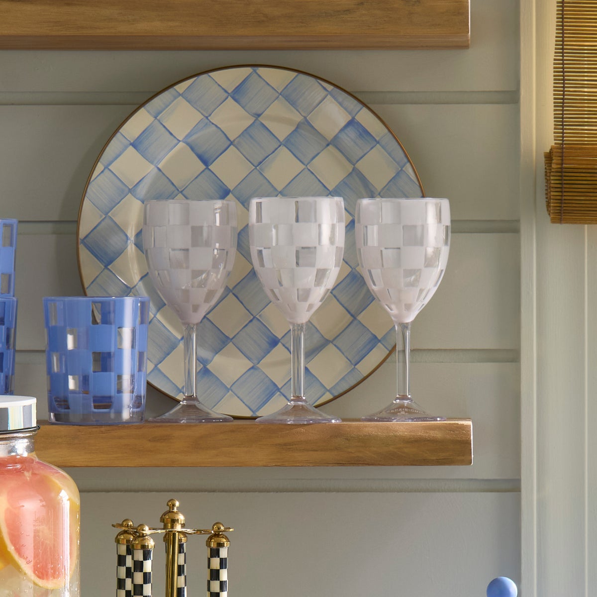 White Check Acrylic Wine Goblets, Set of 4 - Image 4