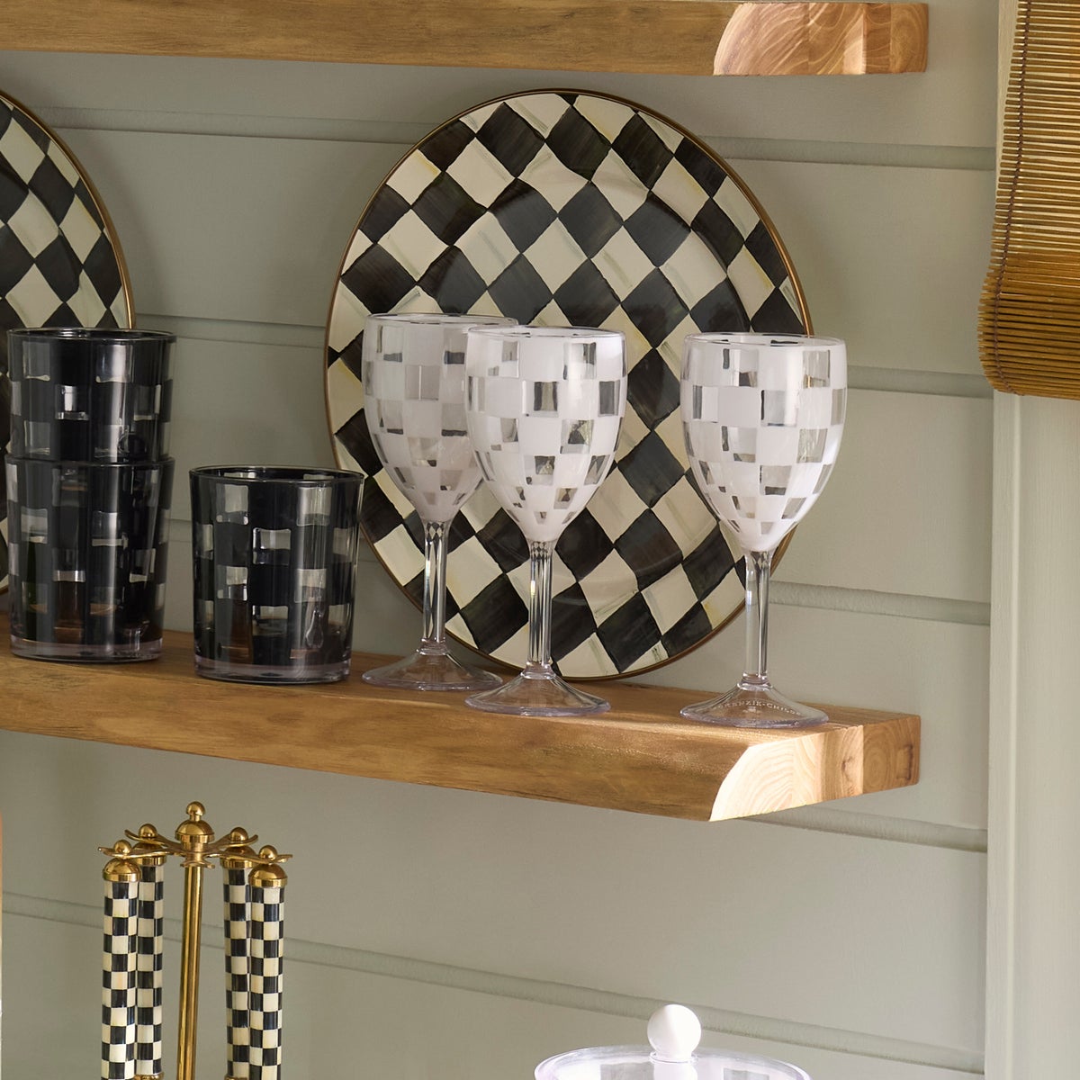 White Check Acrylic Wine Goblets, Set of 4 - Image 5