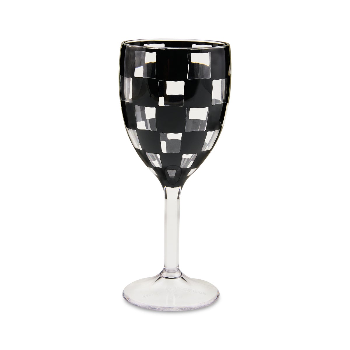 Black Check Acrylic Wine Goblets, Set of 4