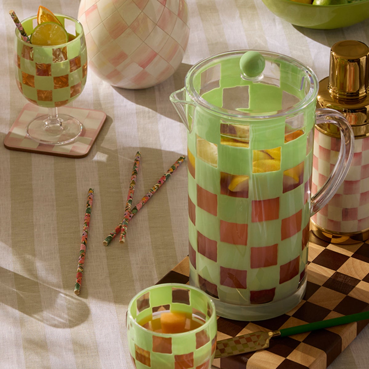 Green Check Acrylic Pitcher - Image 2