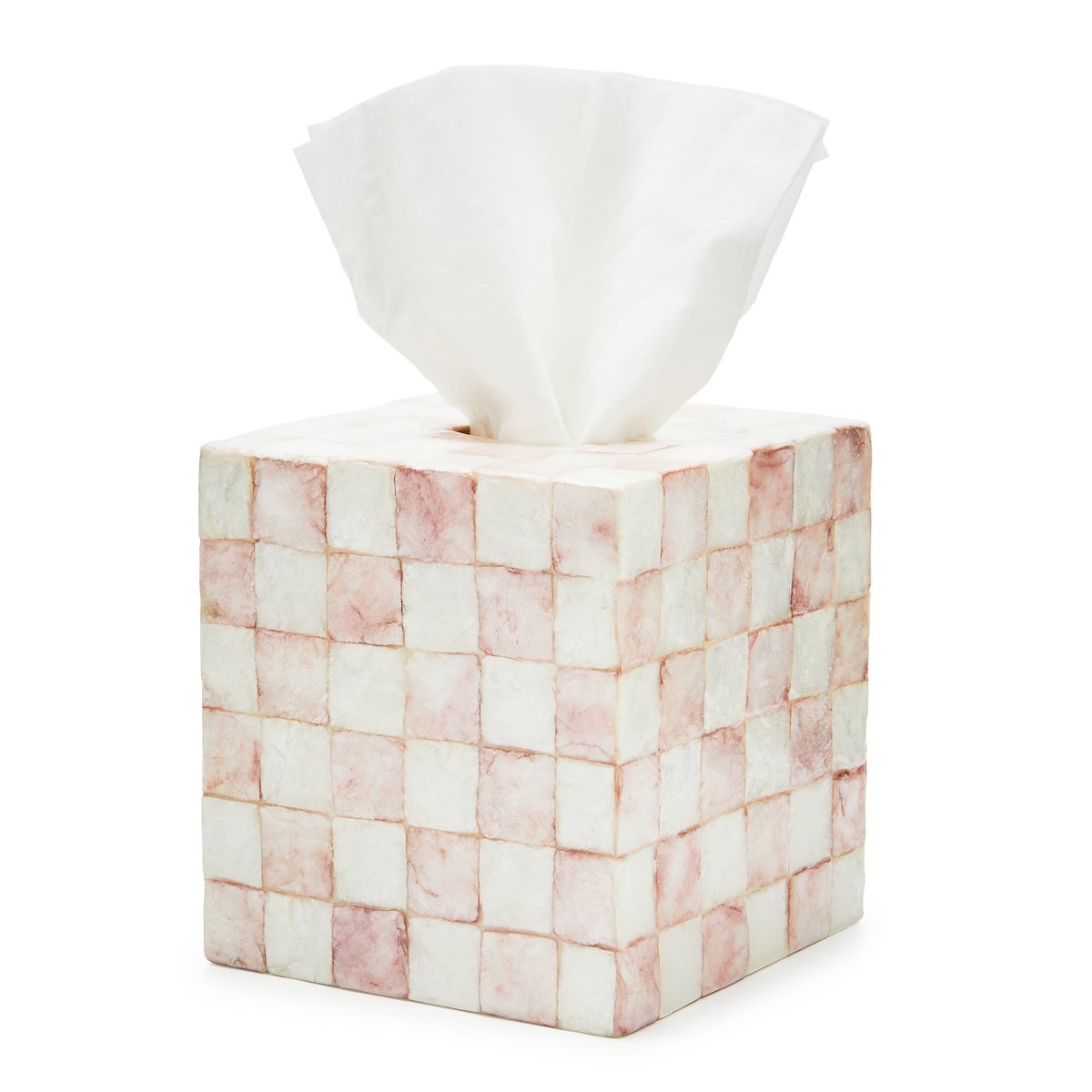 Rosy Check Capiz Boutique Tissue Box Cover