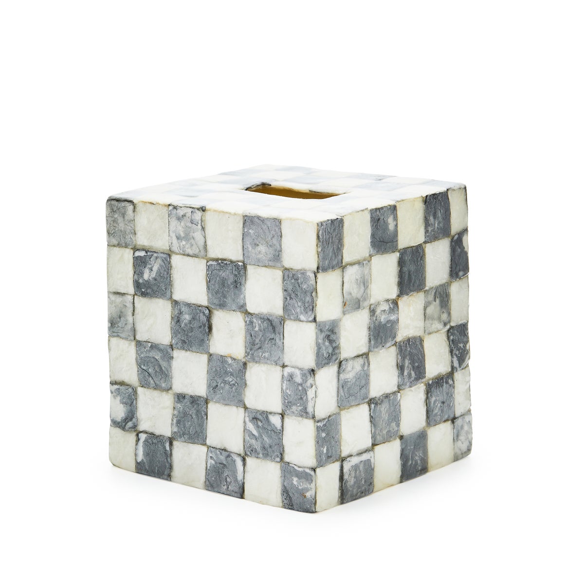 Sterling Check Capiz Boutique Tissue Box Cover - Image 3