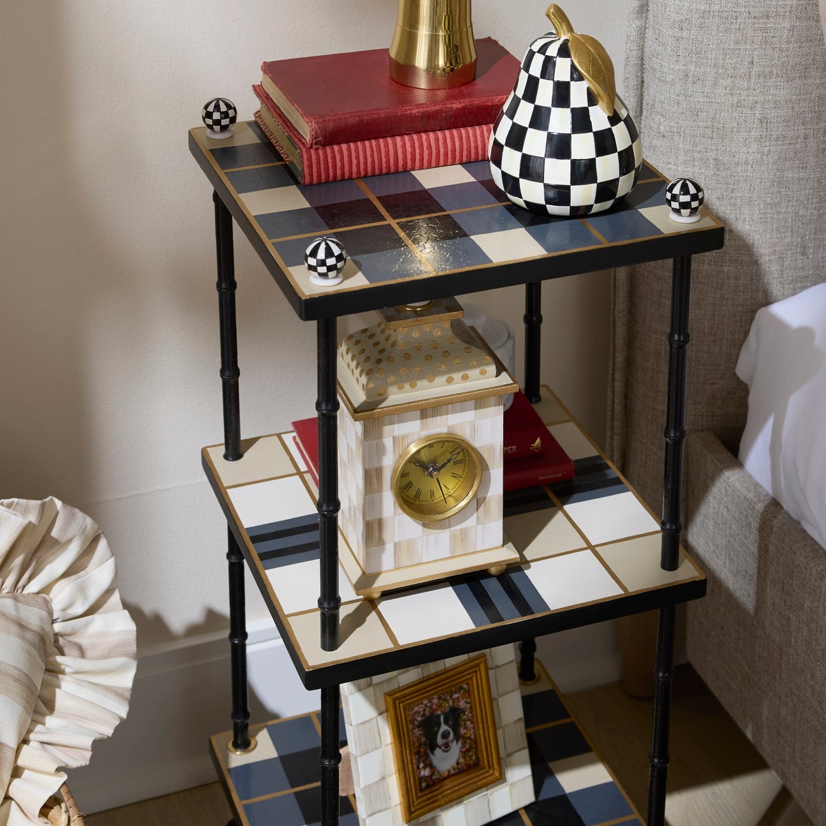 Mocha Check Desk Clock - Image 5