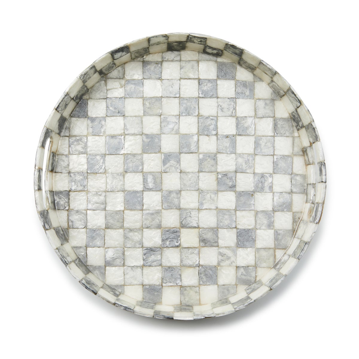 Sterling Check Capiz Round Tray - Image 2