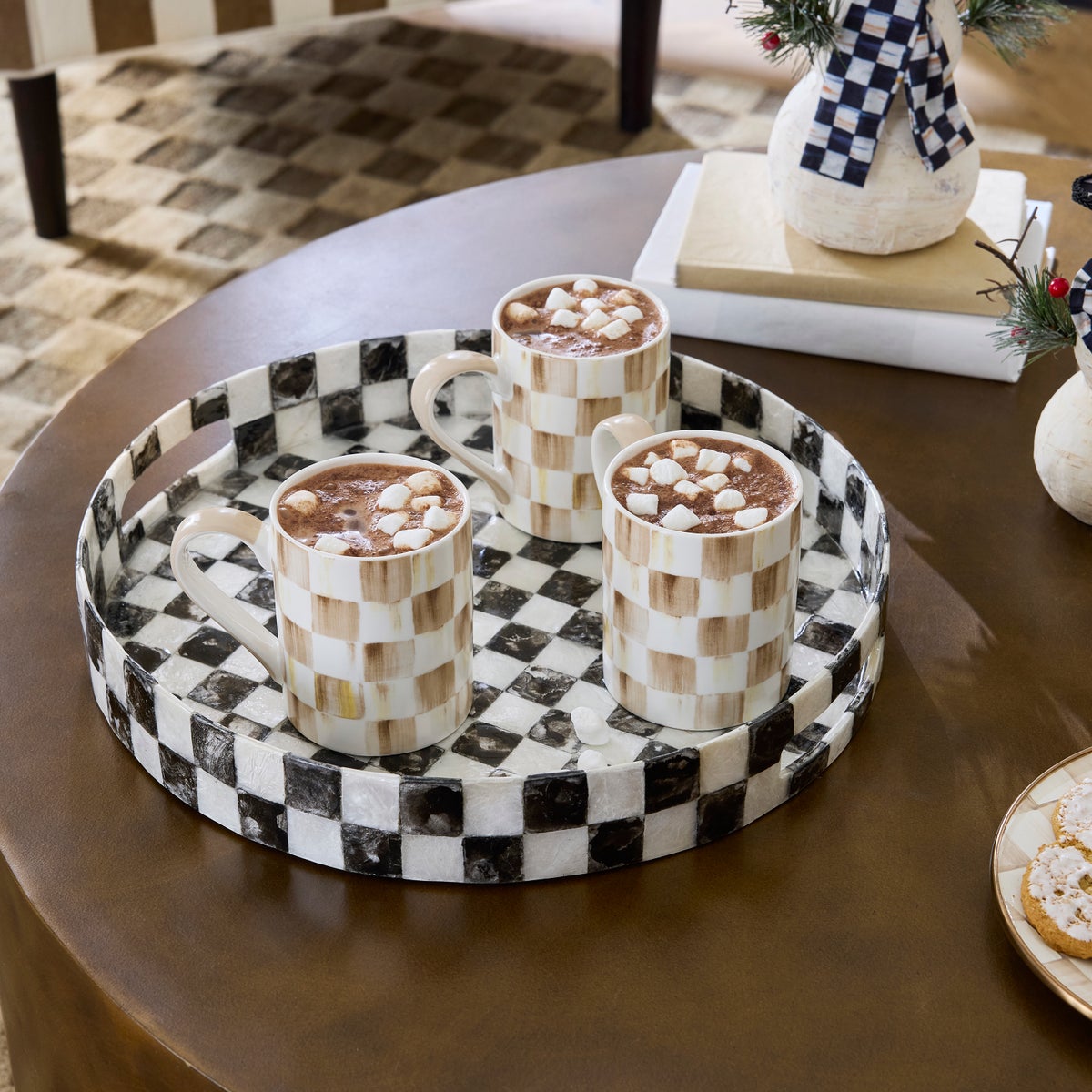 Courtly Check Capiz Round Tray - Image 2
