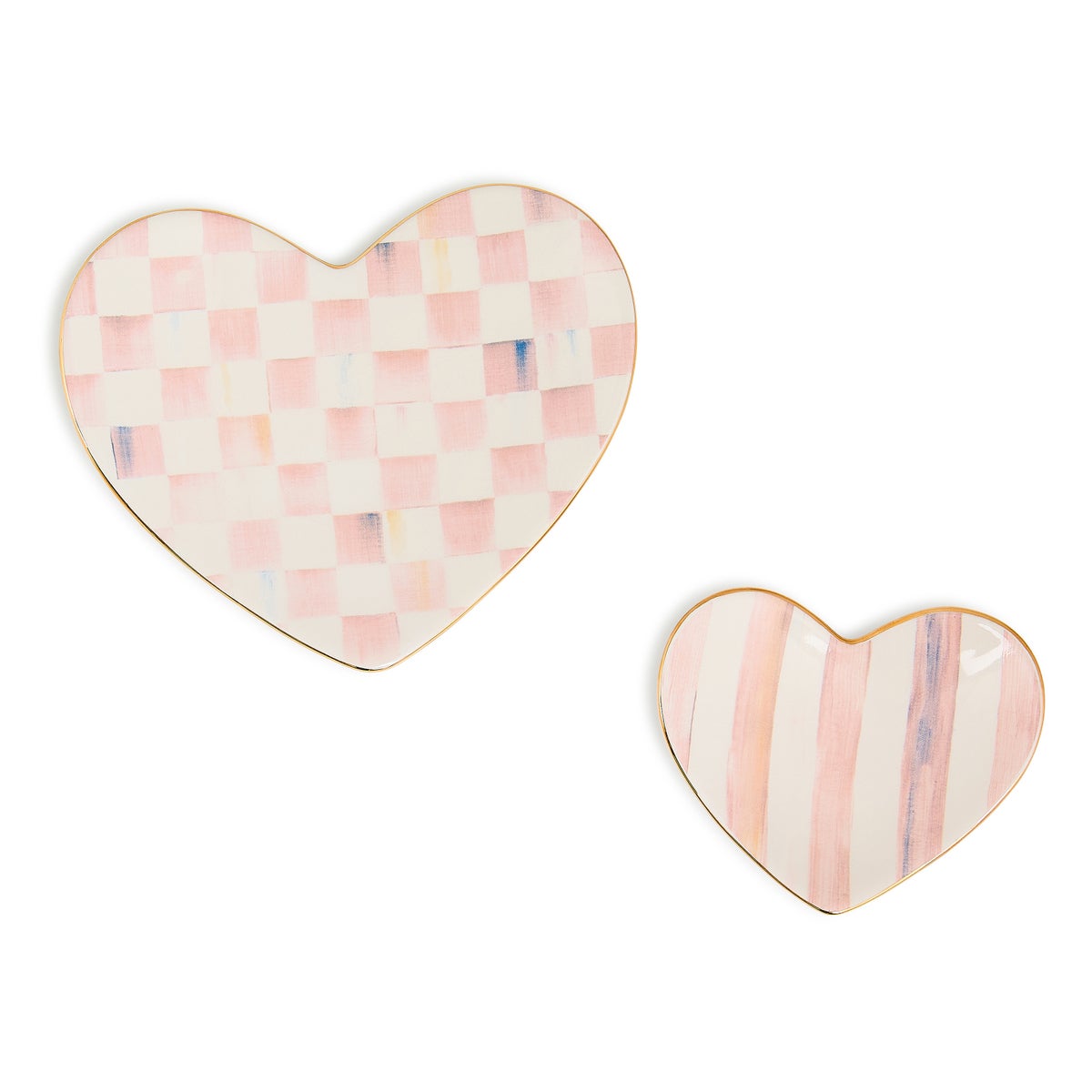 Rosy Heart Trinket Dishes, Set of 2