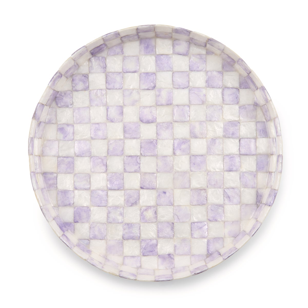 Violet Check Capiz Round Tray - Image 4