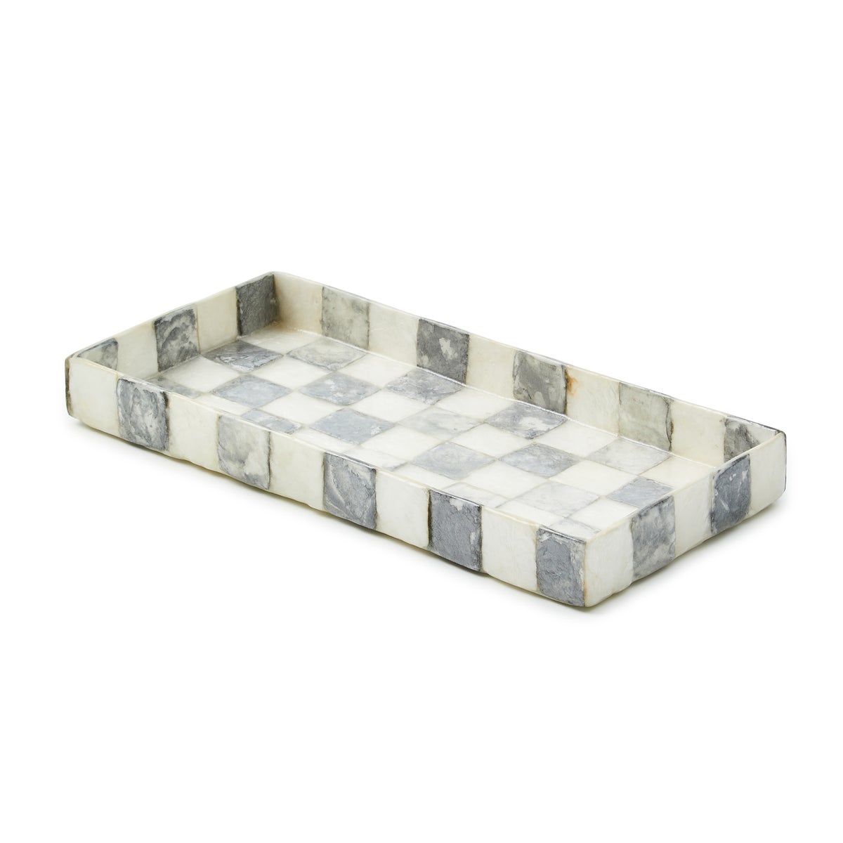 Sterling Check Capiz Vanity Tray