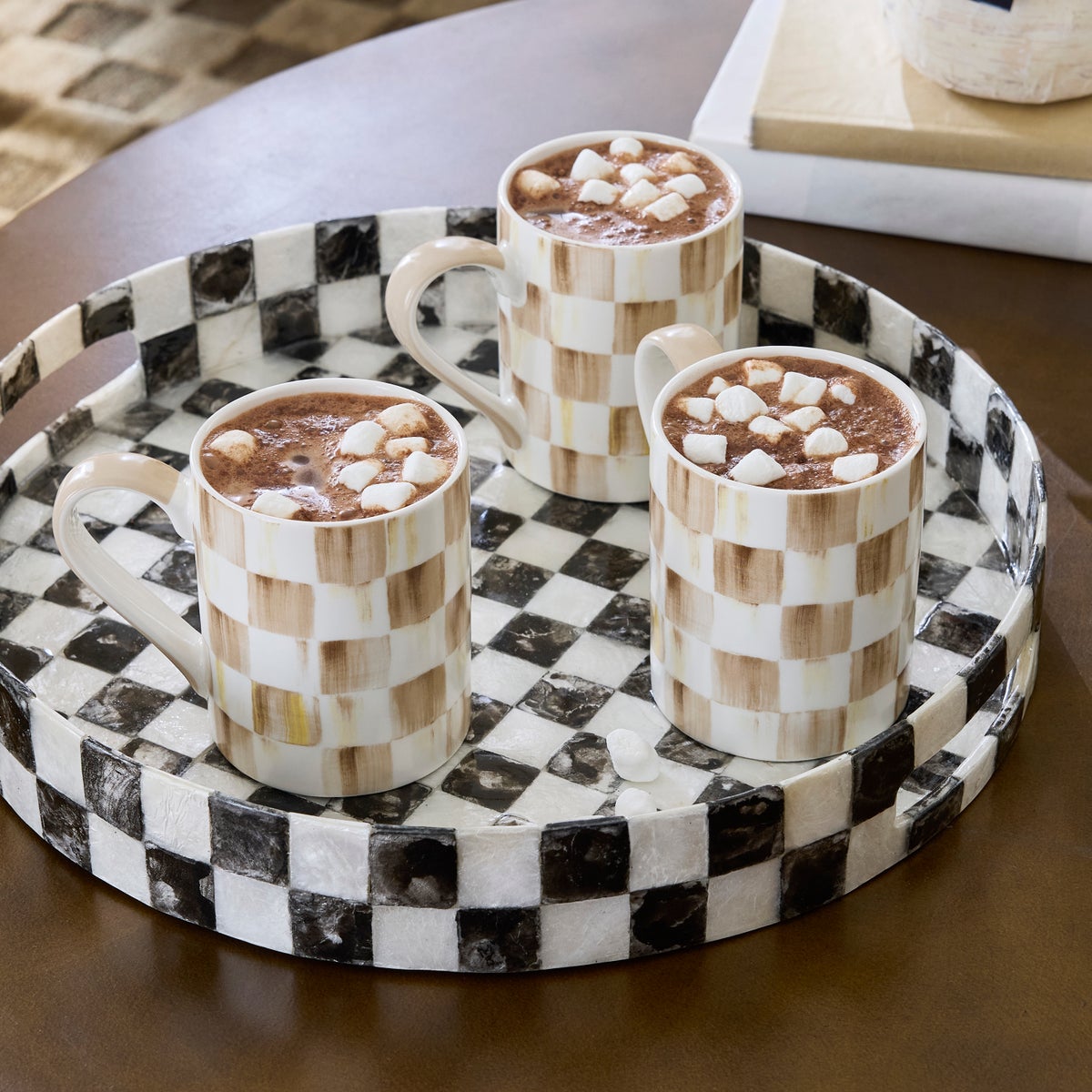 Mocha Check Porcelain Mug - Image 2