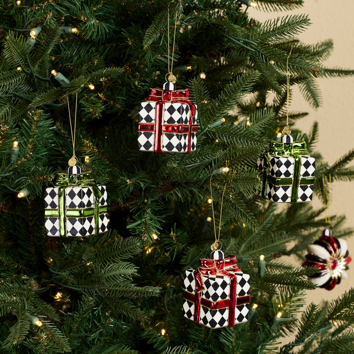 Red & Green Giftbox Glass Ornaments, Set of 4 - Image 2