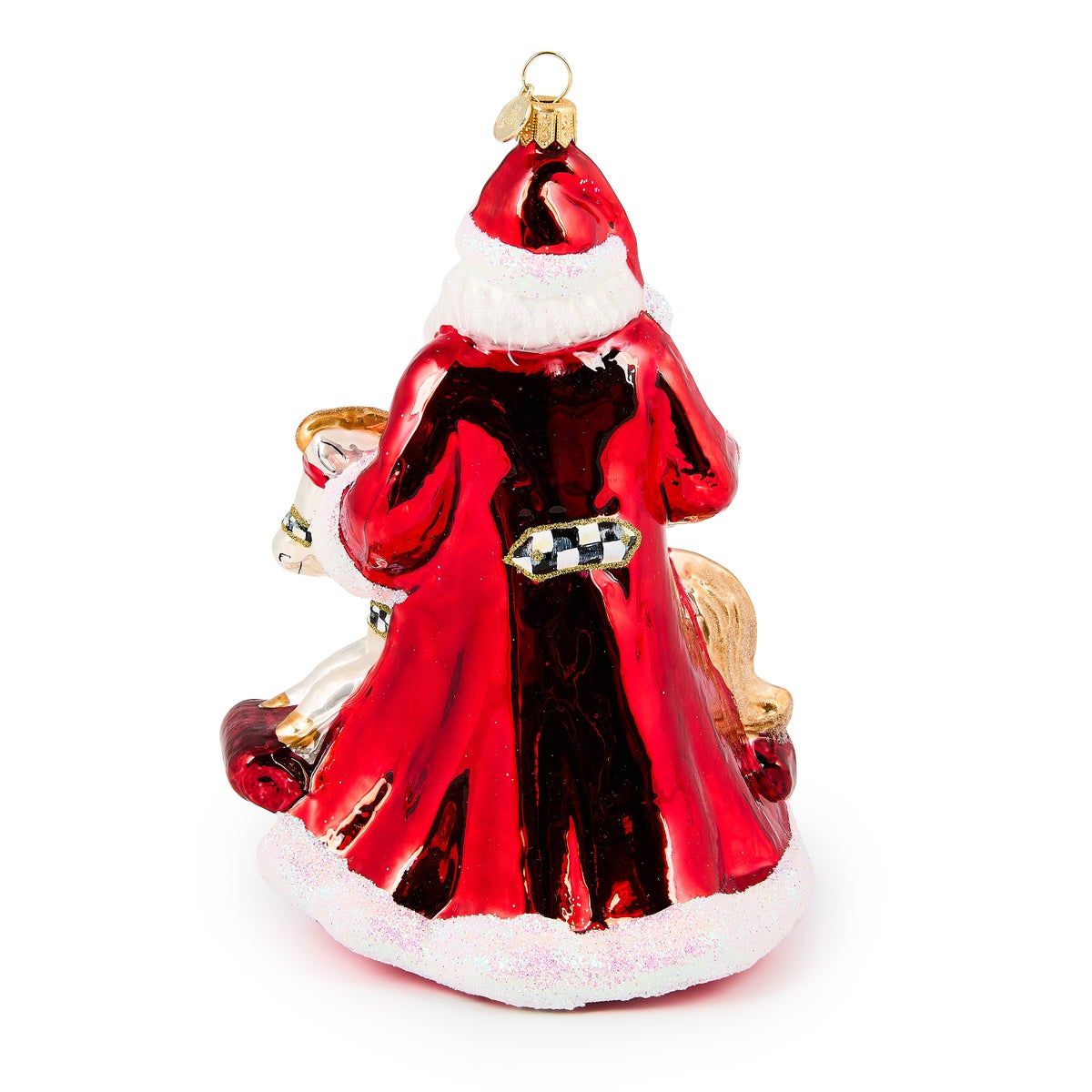 Santa with Rocking Horse Glass Ornament - Image 2