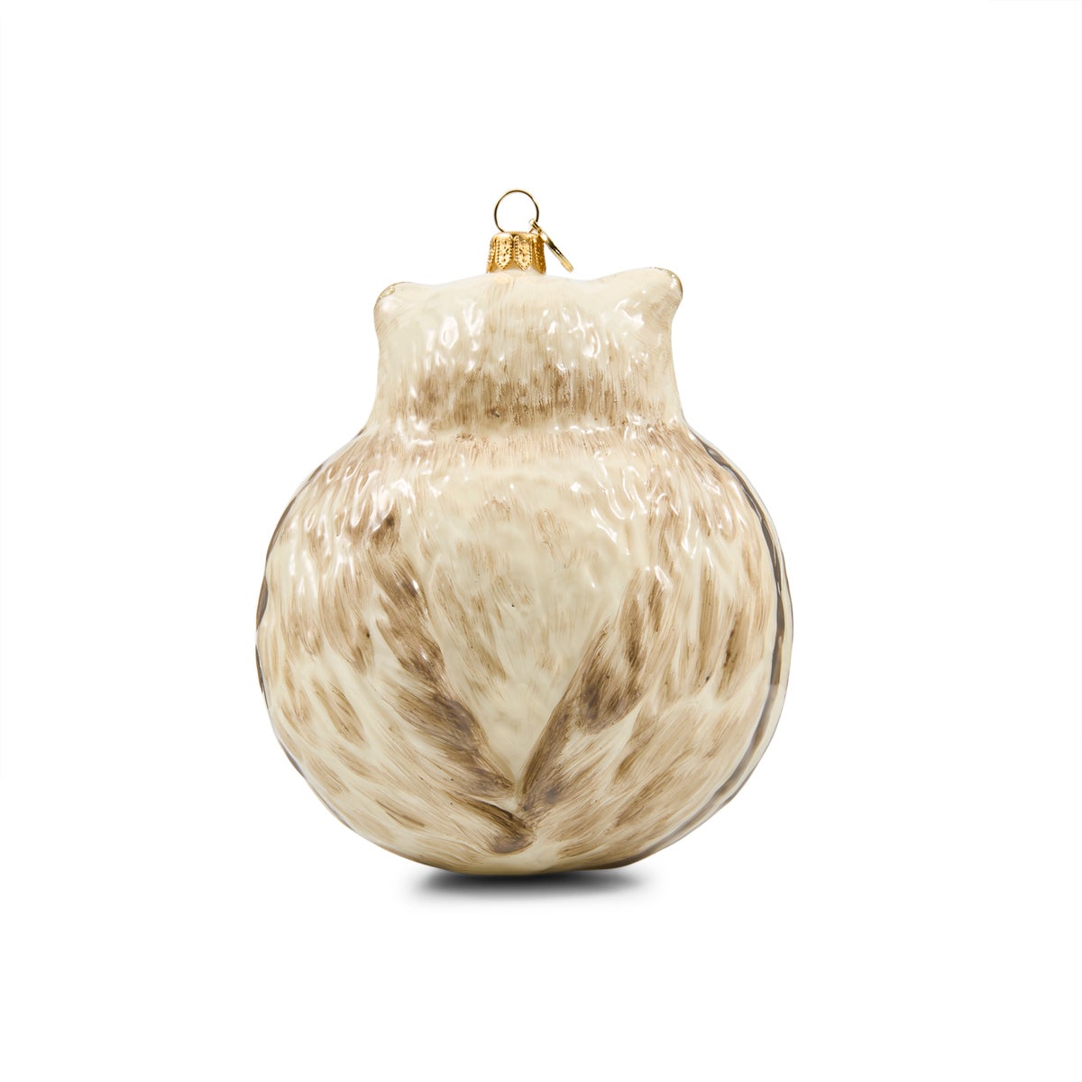 Mocha Check Owl Glass Ornament - Image 4