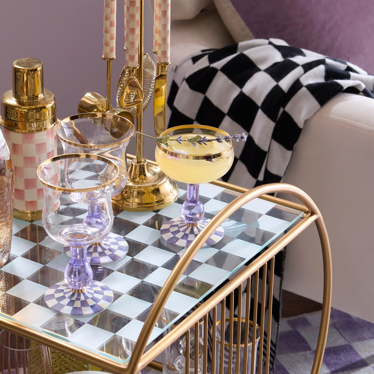 Violet Check Coupe Glass - Image 3