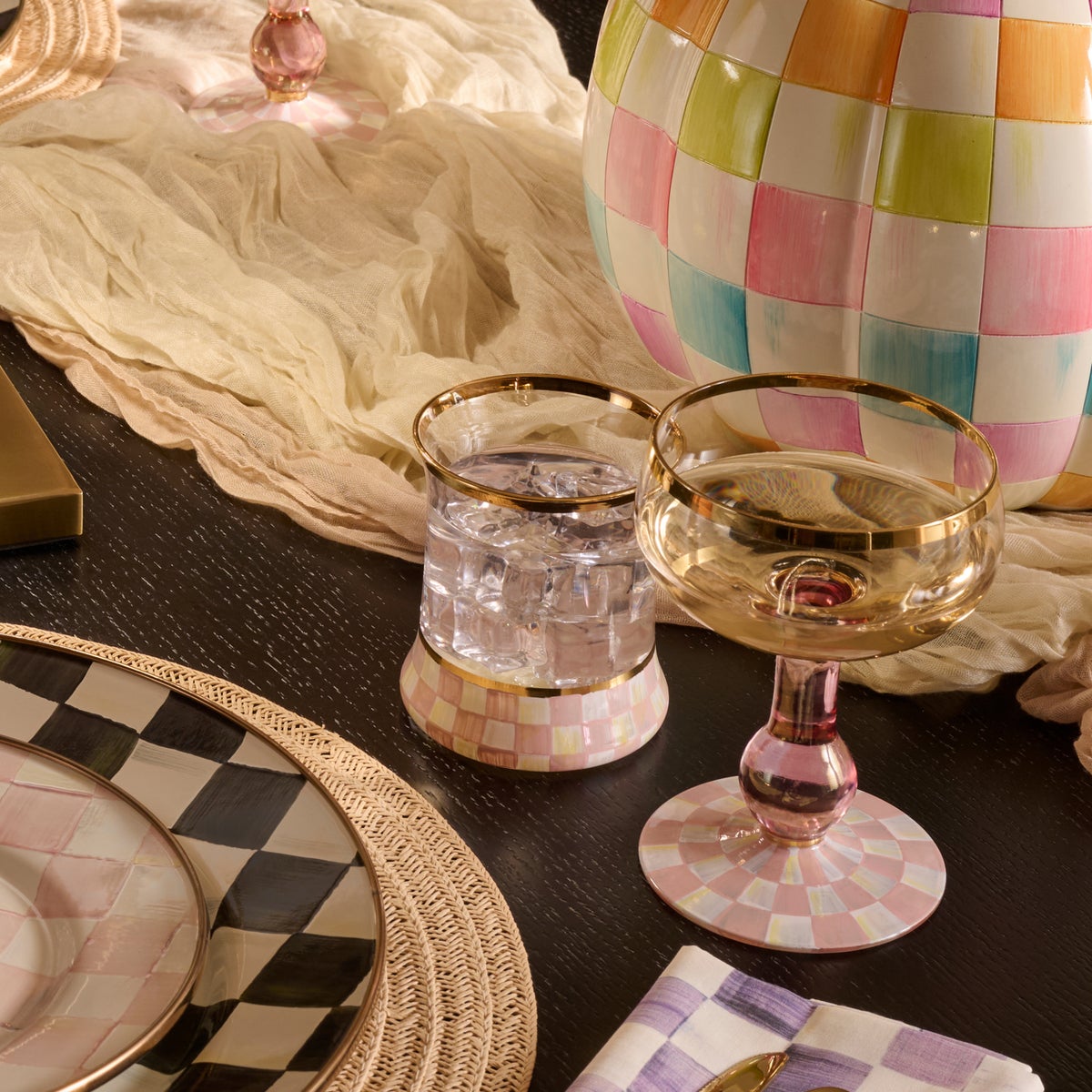 Rosy Check Tumbler Glass, Set of 2 - Image 5