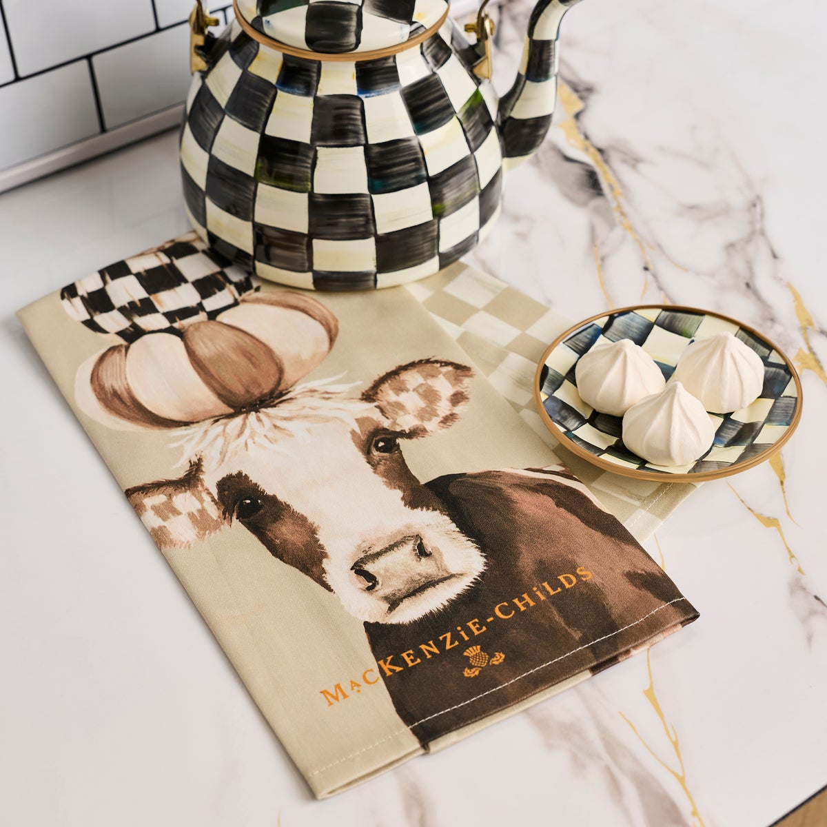 Mocha Cow Printed Dish Towel - Image 2