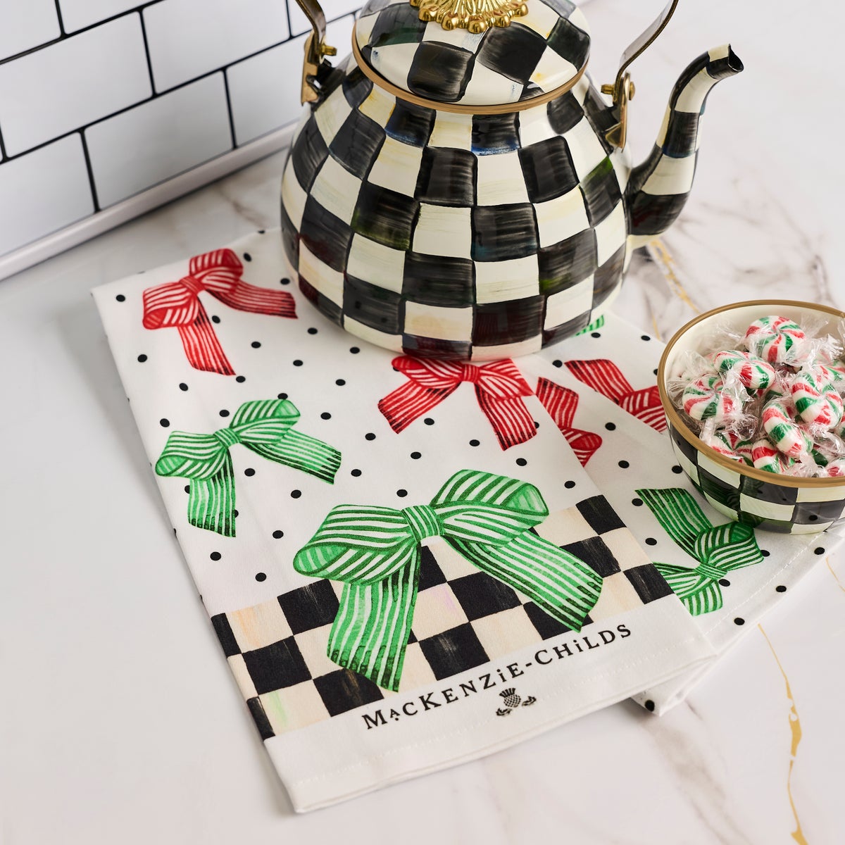 Holiday Bow Printed Dish Towel - Image 2