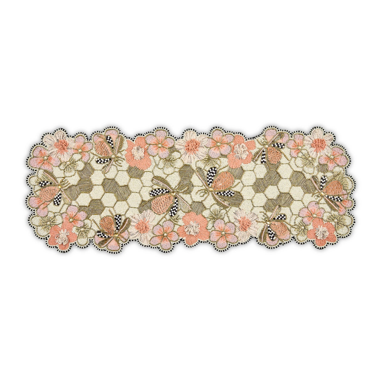 Cherry Blossom Bee Beaded Table Runner