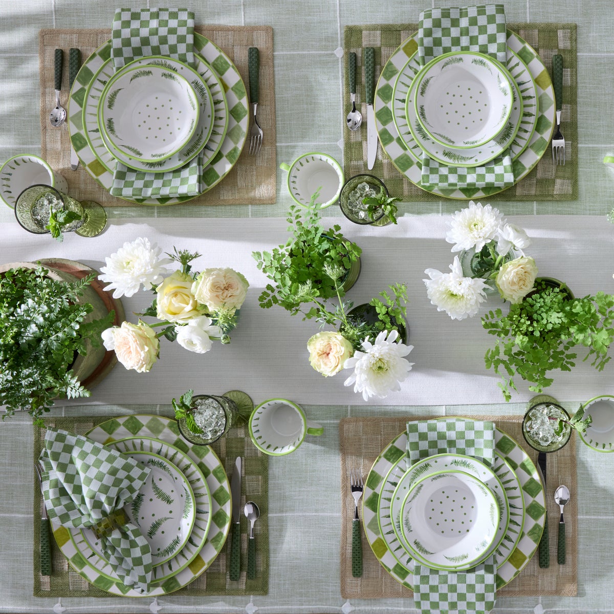 Green Check Napkin, Set of 4 - Image 7