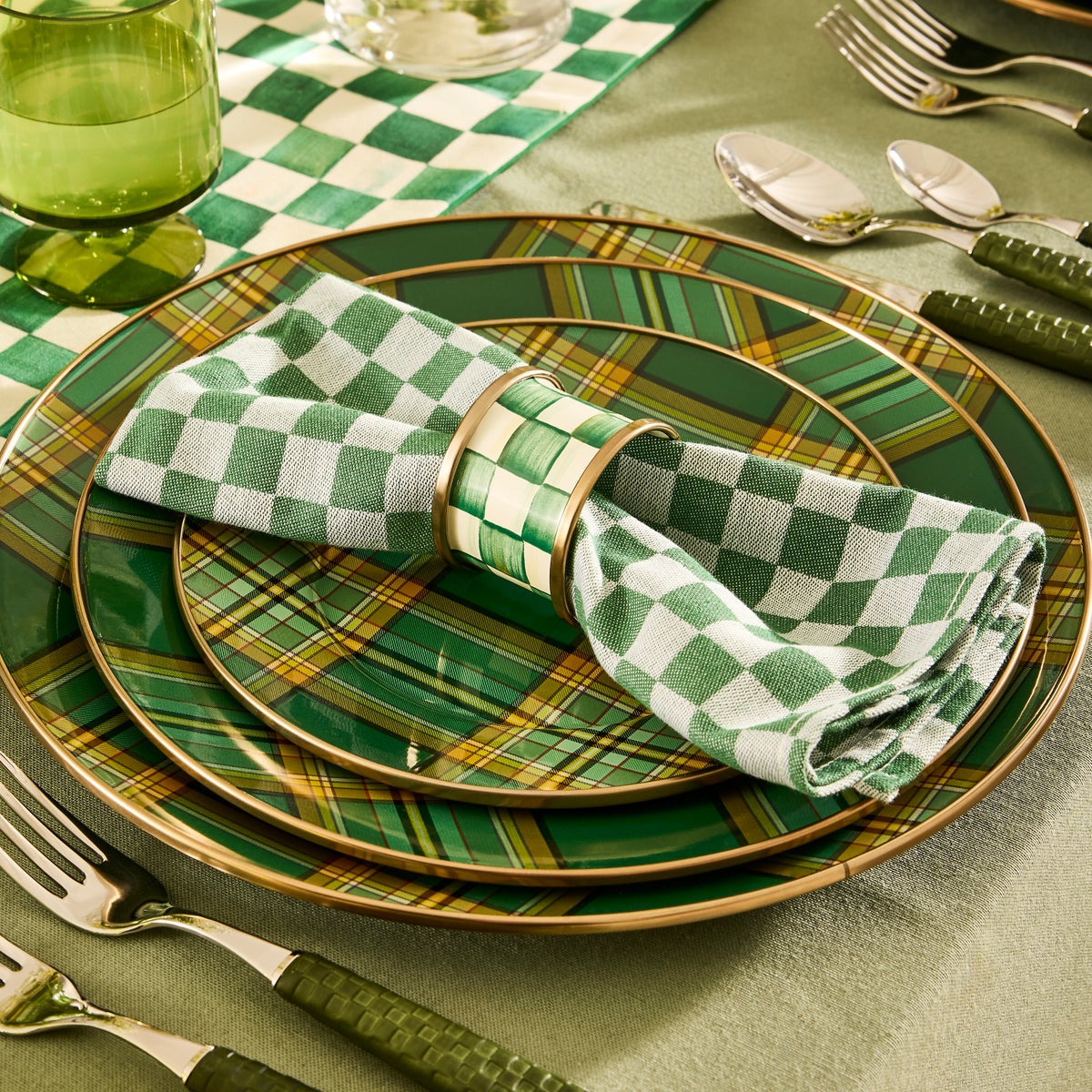 Dark Green Check Napkin, Set of 4 - Image 2