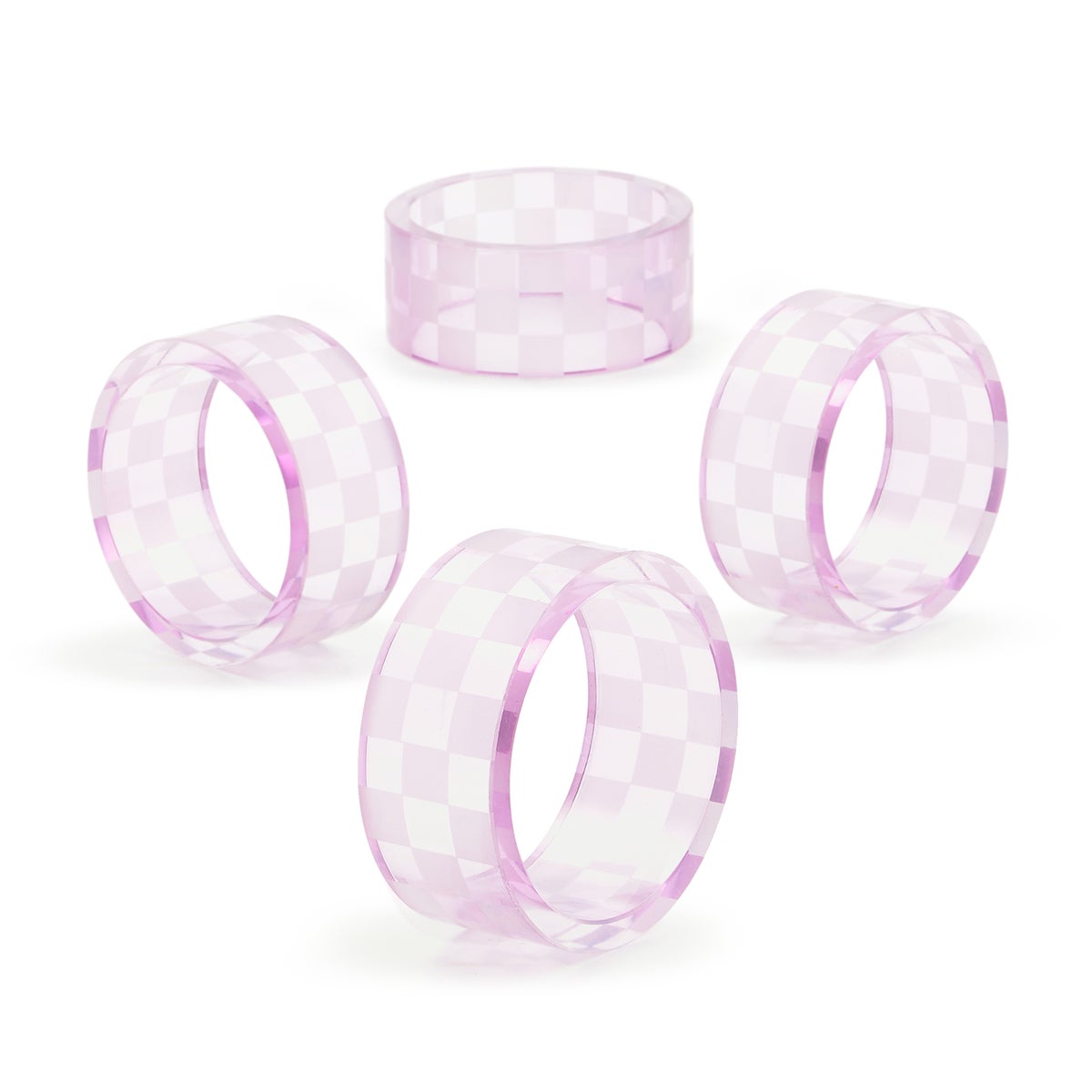 Lavender Check Napkin Rings, Set of 4 - Image 3